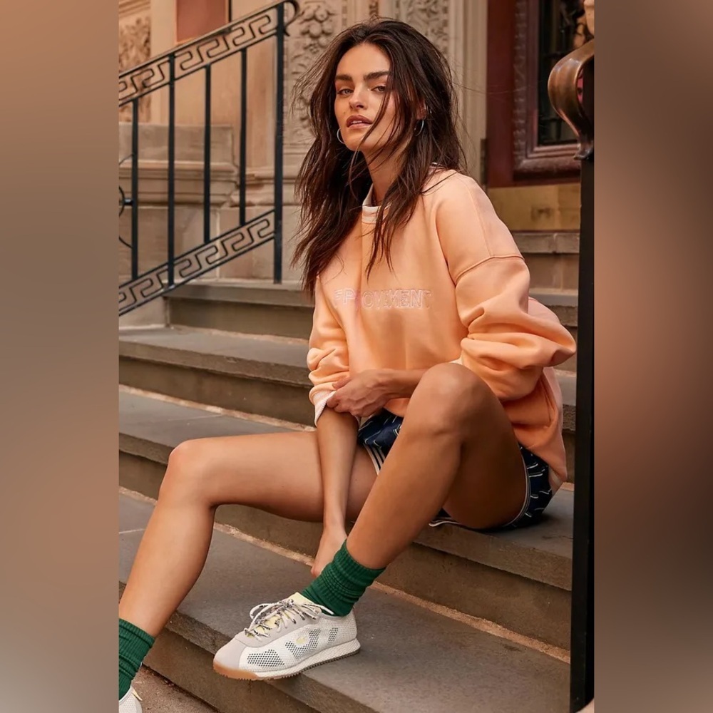 Free People All Star Collegiate Logo Pullover Crewneck Sweatshirt, NWOT, Size L